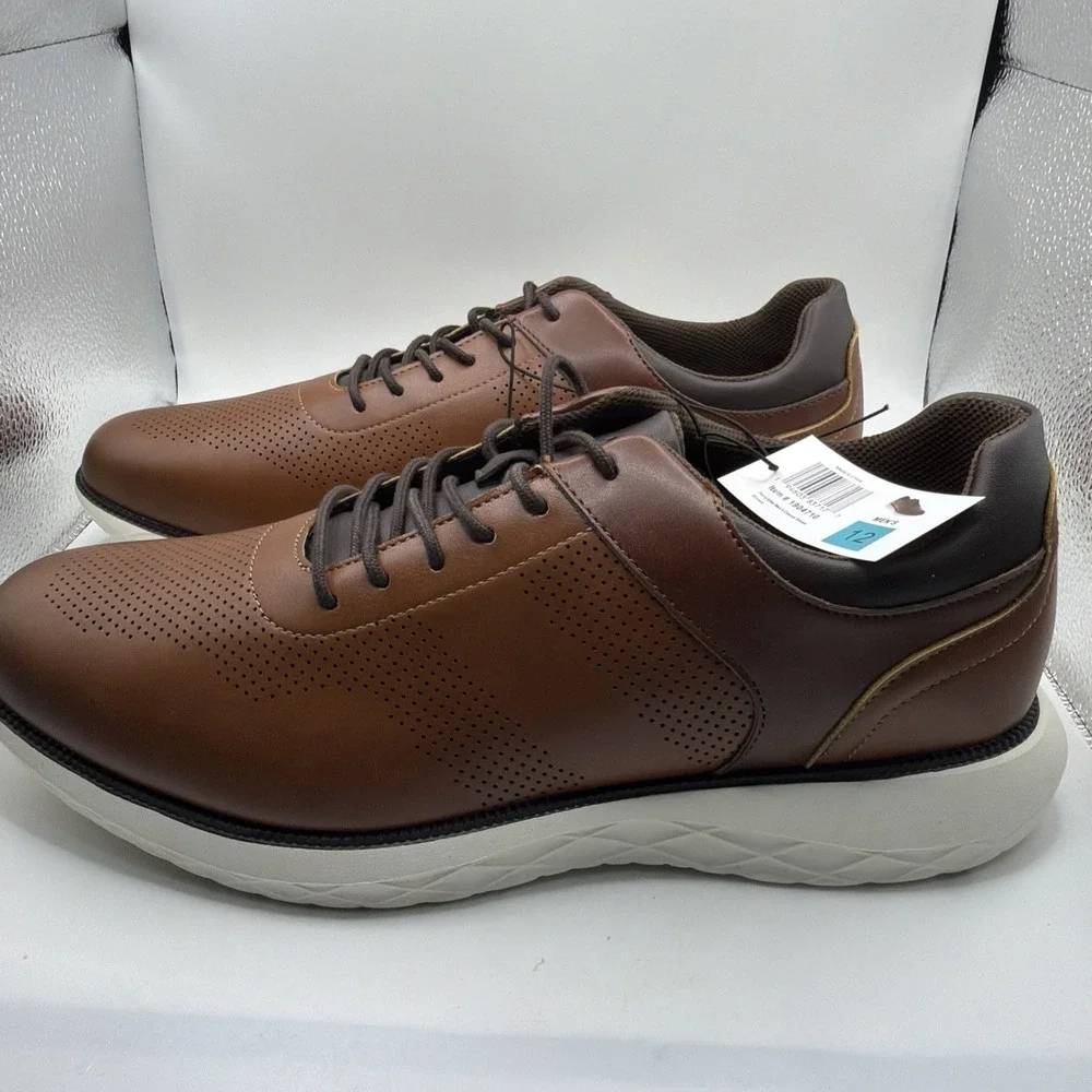 Perry Ellis Casual Shoes Men's Brown Perforated Leather Lace-Up Dress Size 11 - Picture 6 of 10